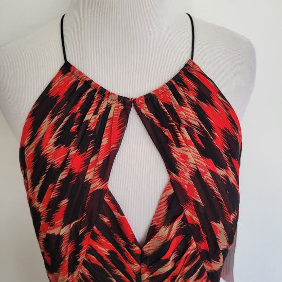 NEW Aidan Mattox Silk Formal Gown Maxi Printed Halter Neck Sexy Women 10 - Picture 4 of 15